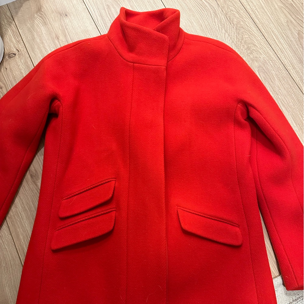 Premium JCrew Italian Stadium Cloth Red Coat, Silk Lined. Size 2. Like new